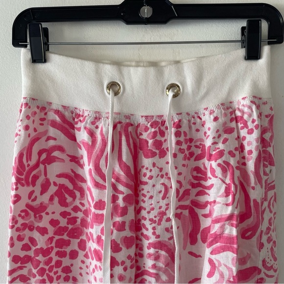 Lilly Pulitzer The Beach Pants Get Spotted Lion Leopard Linen XS 37843 - Picture 5 of 12